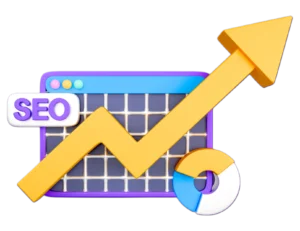 SEO growth chart with rising yellow arrow