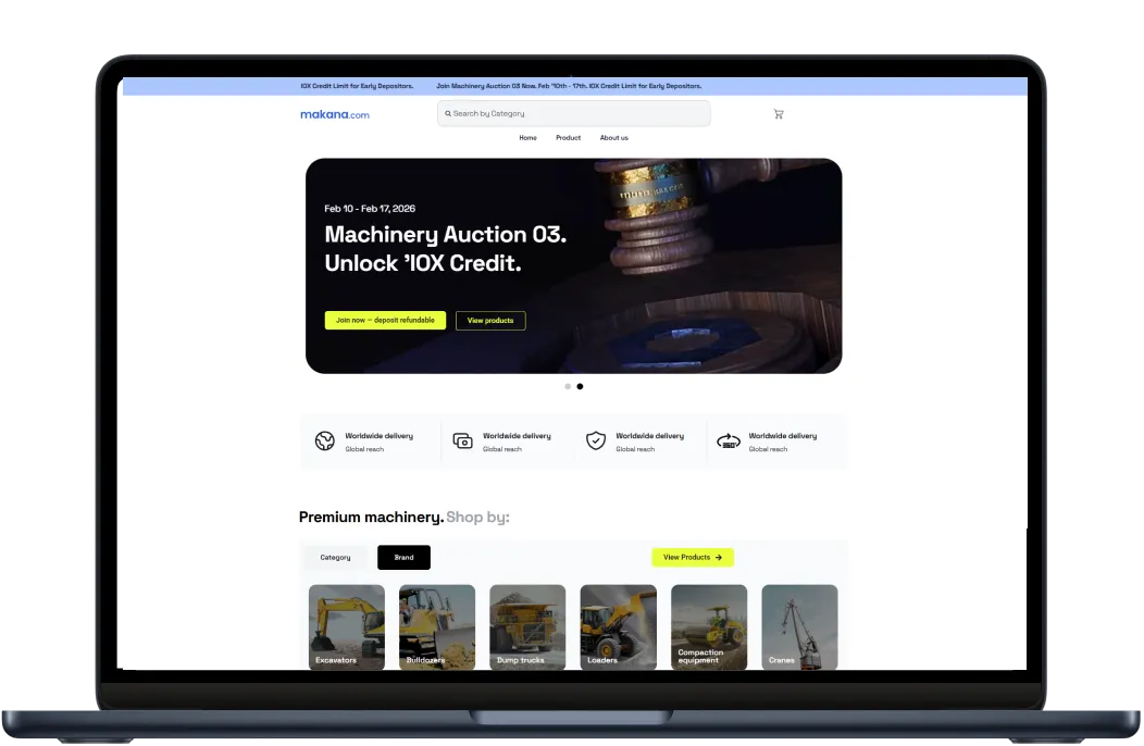 Digital Meeta portfolio – machinery auction marketplace website