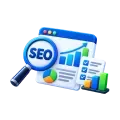 SEO services audit and reporting icon with charts