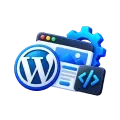 WordPress development service icon with code window